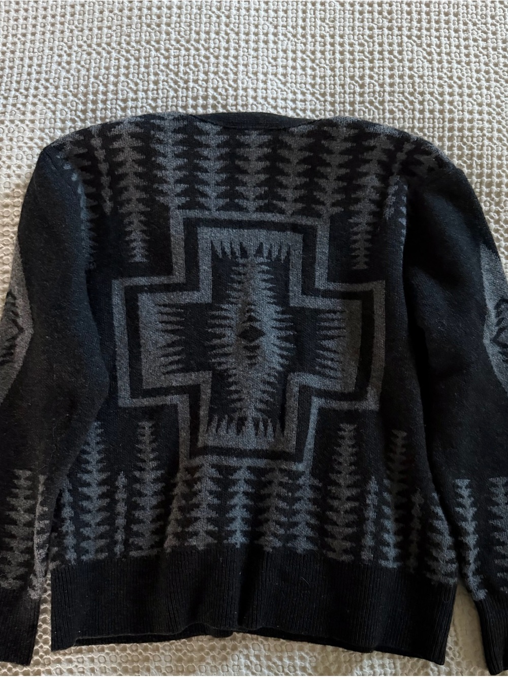 Pendleton Lambswool Southwestern Harding Cardigan Sweater Black Gray S - Picture 7 of 13
